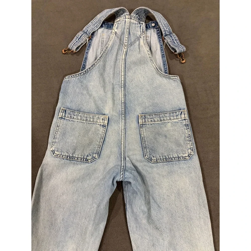 Gap Bib Overalls Girls L (10) Blue Denim Cotton Medium Wash Straight Leg Rugged
